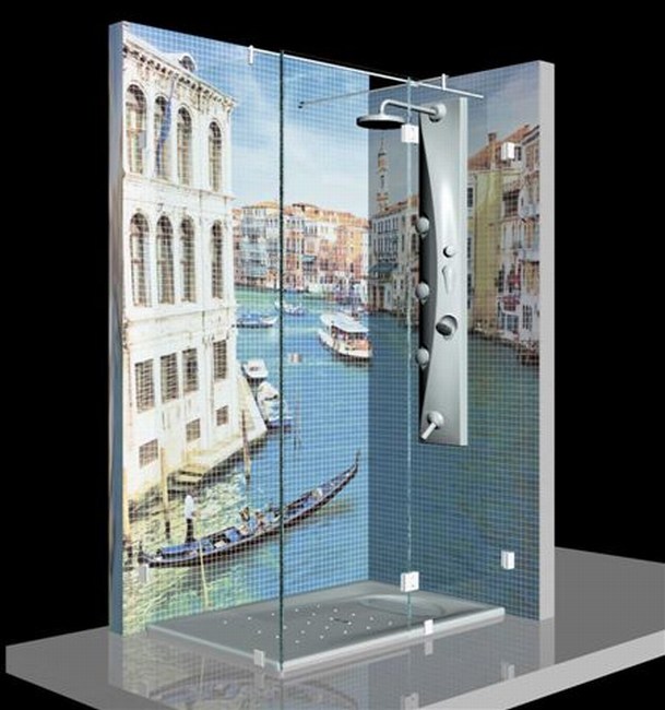 HD glass mosaic tiles Shower in Venice