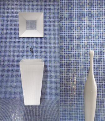 Glass mosaic tiles Acquaris Celeste