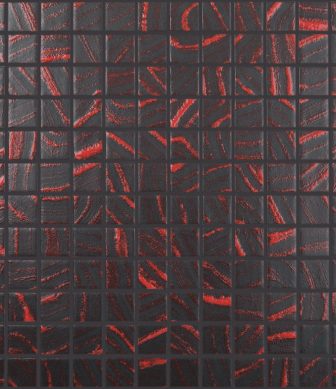 Vidrepur mosaic Negro Trazos Rojos 12x12